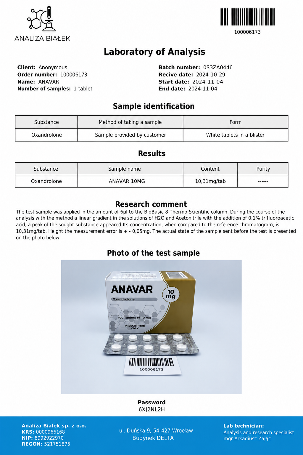 Anavar Selliza Pharma Oxandrolone