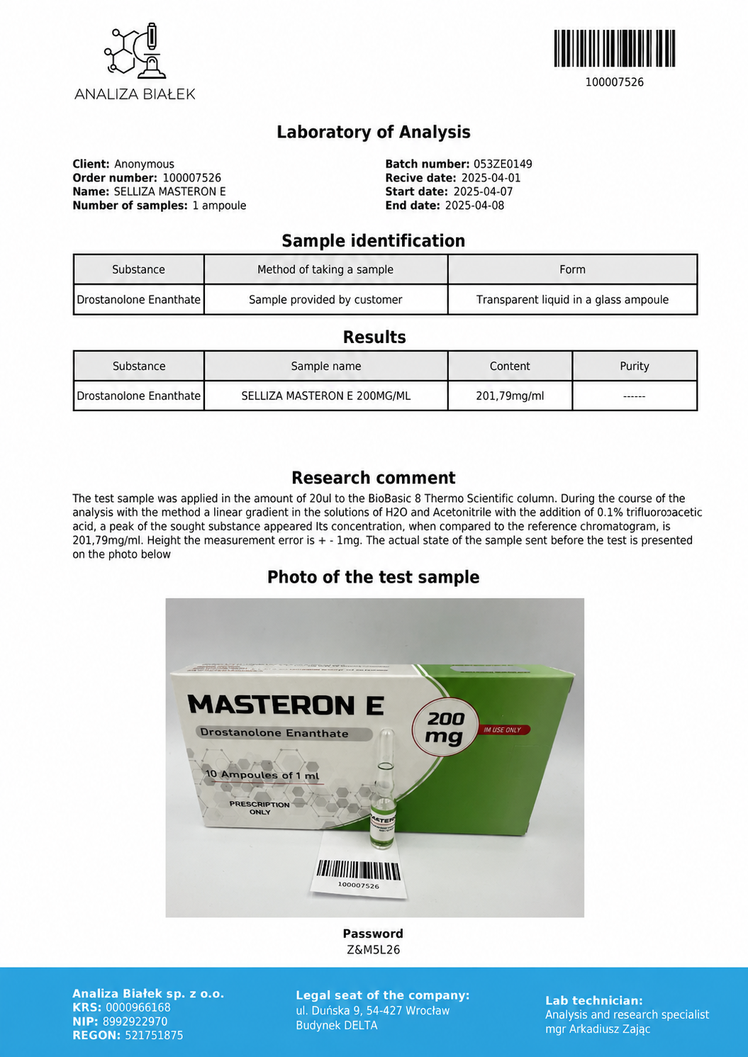 Masteron E Selliza Pharma Drostanolone Enanthate