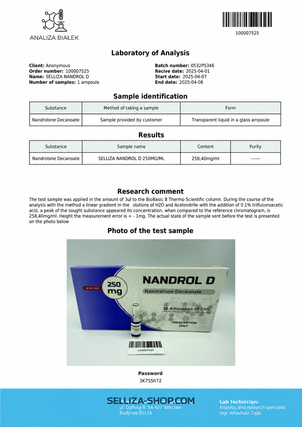 Nandrol D Sellizia Pharma Nandrolone Decanoate.