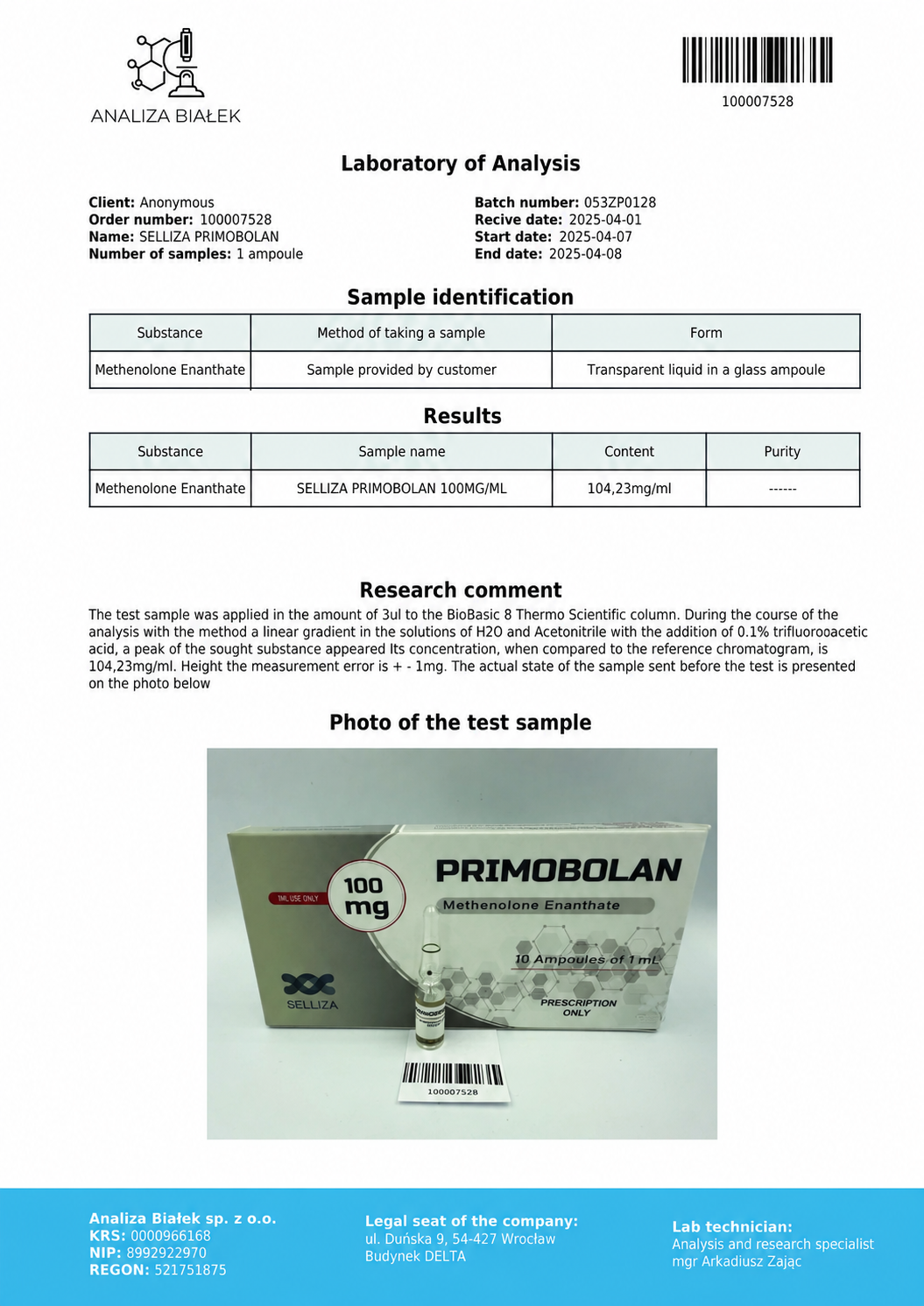 Primobolan Selliza Pharma Methenolone Enanthate11