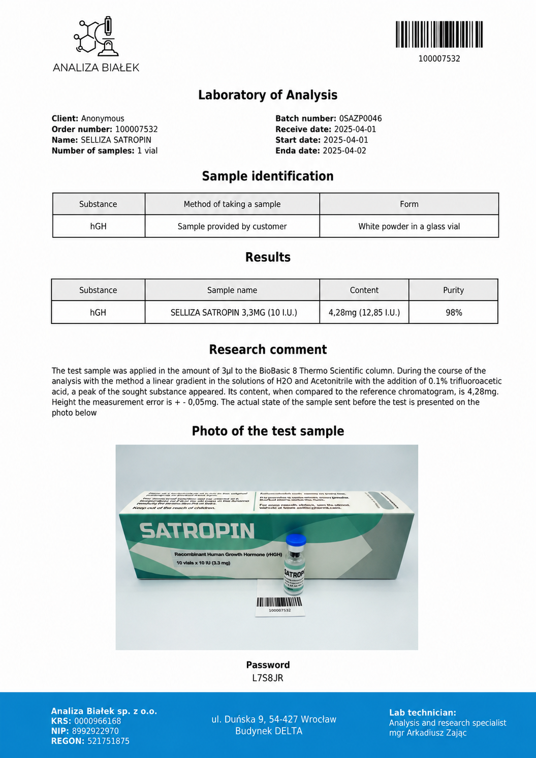 Satropin HGH Selliza Pharma