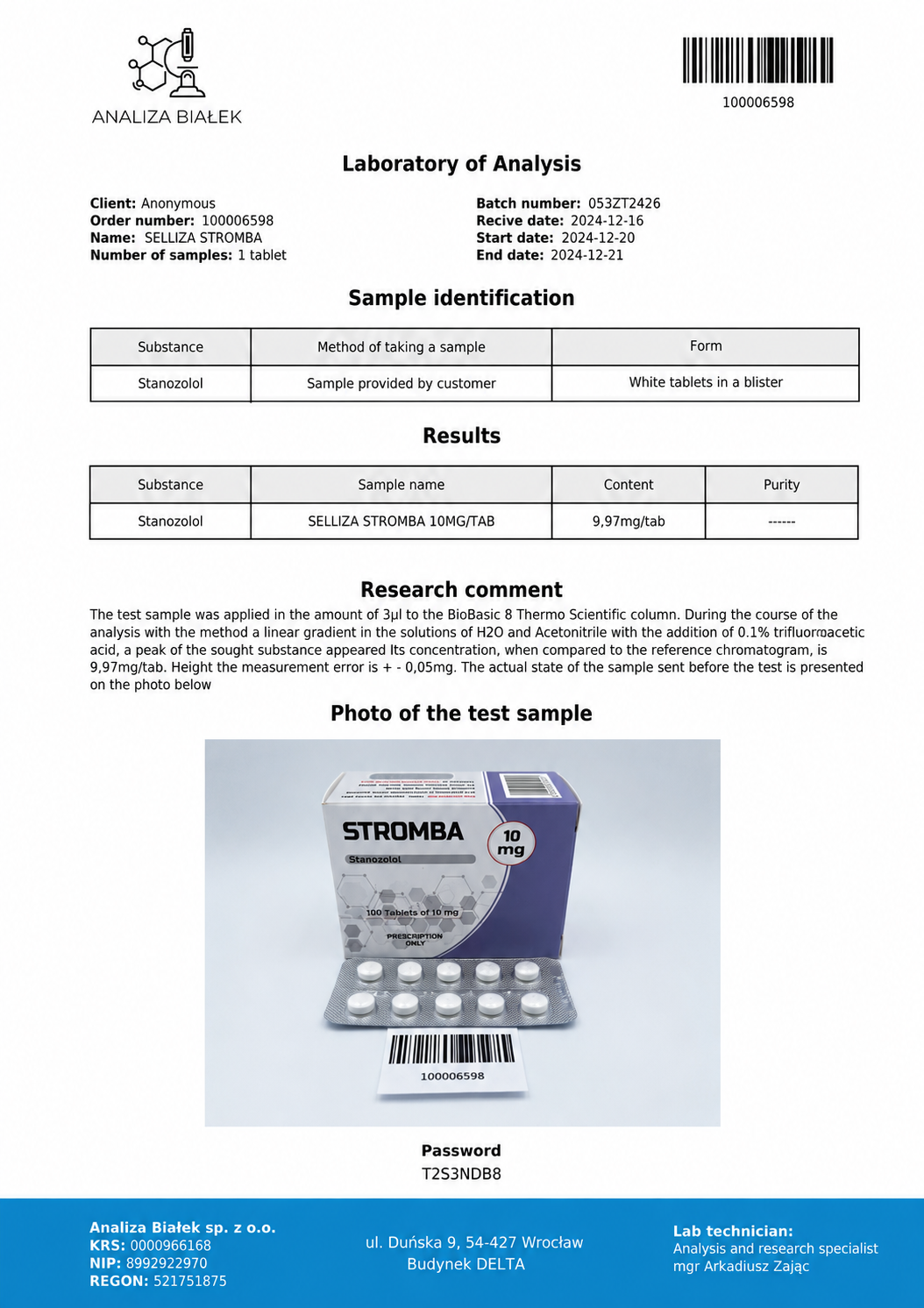 Stromba Selliza Pharma Stanozolol
